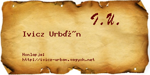 Ivicz Urbán névjegykártya